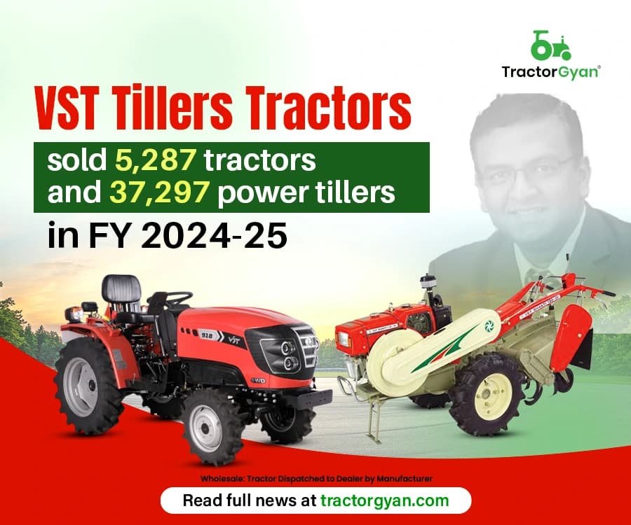 VST Tillers Tractors sold 5,287 tractors and 37,297 power tillers in FY 2024-25