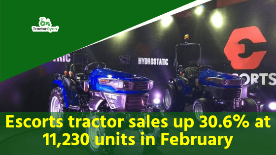 Escorts tractor sales up 30.6% at 11,230 units in February Escorts tractor sales up 30.6% at 11,230 units in February image