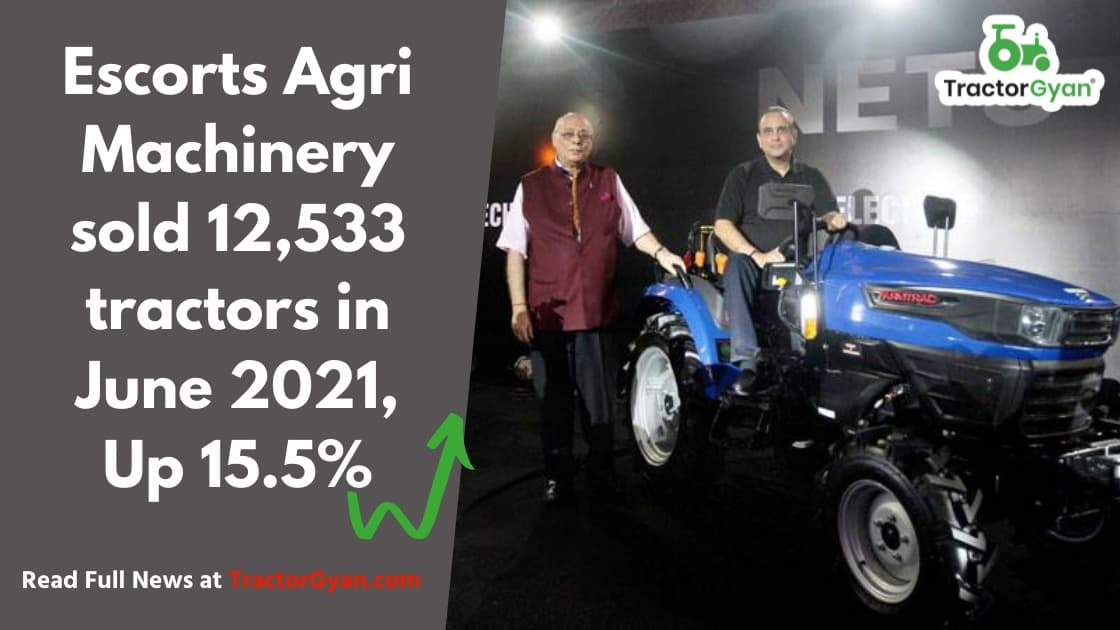 Escorts Agri Machinery sold 12,533 tractors in June 2021, Up 15.5% image