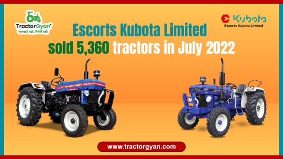 Escorts Kubota Limited sold 5,360 tractors in July 2022 image